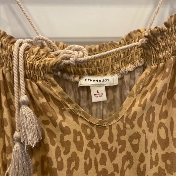 Ethan n Joy Woman’s Tiered Neutral Tone Safari Animal Print Maxi Dress Large - Picture 4 of 12